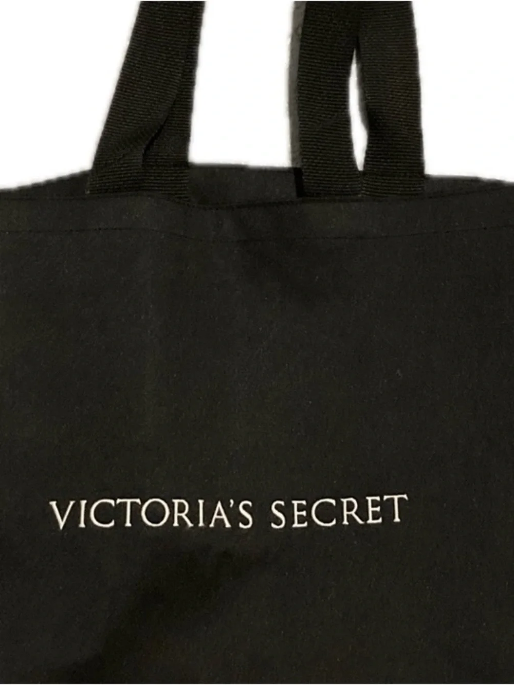 Victoria's Secret Black Canvas Embroidered Tote Bag